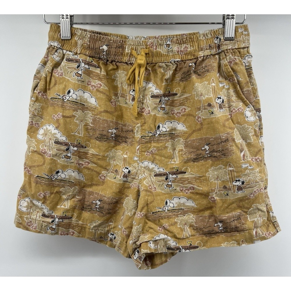 reyn spooner tan yellow Snoopy Surf Print Women's Shorts
